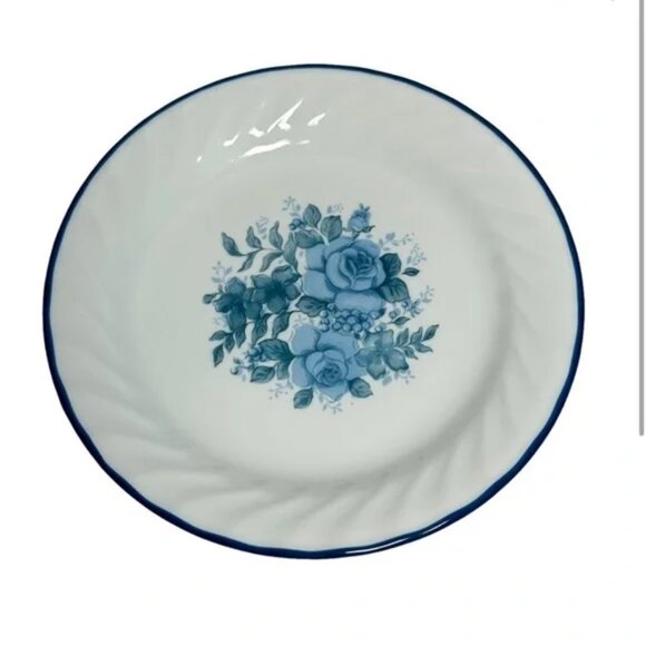 CORELLE BLUE VELVET DINNER PLATE, SIDE PLATE, CEREAL BOWL FLORAL SWIRL SET of 3 - Picture 2 of 3